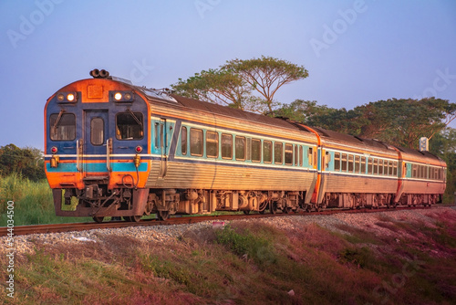 Diesel railcar on the railway.
