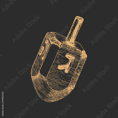 Dreidel, hand drawn vector sketch, Hanukah symbol