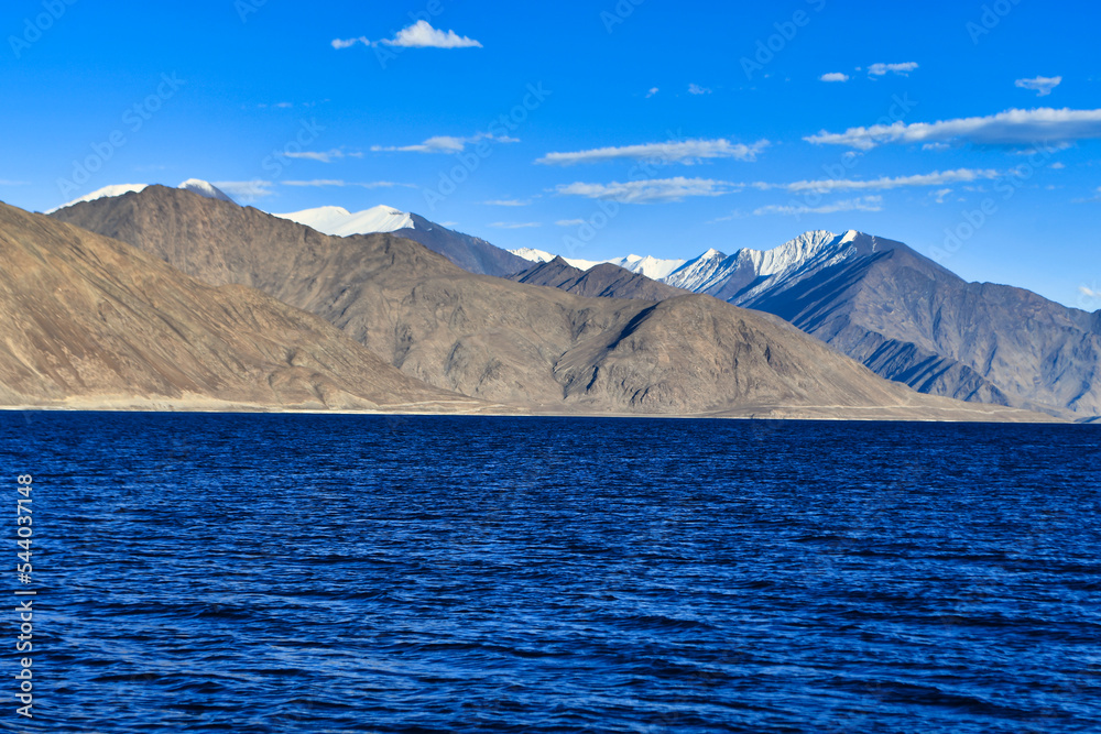 Pangong Tso or Pangong Lake is an endorheic lake spanning eastern Ladakh (India) and West Tibet situated at an elevation of 4,225 m.