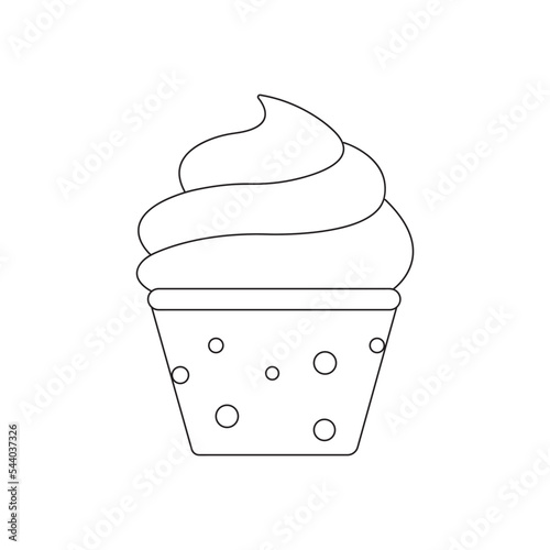 ice cream cup outline vector isolated on white background. ice cream line art vector. coloring Page Isolated for Kids. for home decor such as posters, wall art, tote bag, t-shirt print.