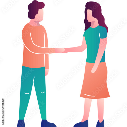 Man and woman handshake flat vector icon