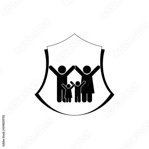 Safeguard family care protection shield icon isolated on white background