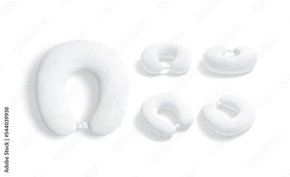 Blank white travel pillow mockup, different views Blank white travel pillow mockup, different views