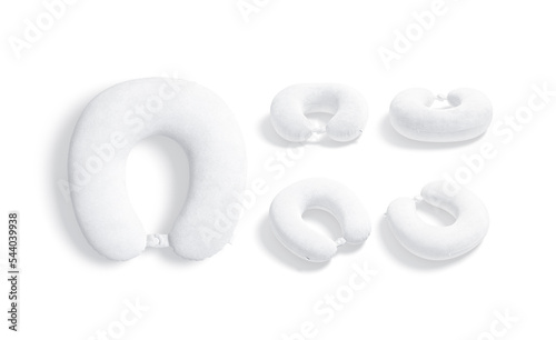 Blank white travel pillow mockup, different views