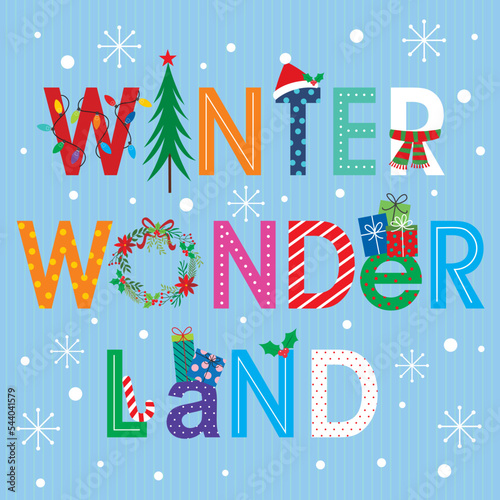 christmas card with text winter wonderland