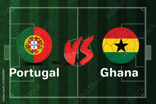 Portugal Vs Ghana soccer ball in flag design on FIFA World Cup 2022

