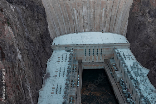 Aerial View Of Hoover Dam Amidst Majestic Canyon In Nevada