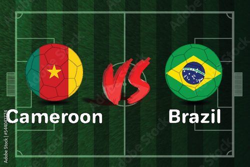 Cameroon Vs Brazil soccer ball in flag design on FIFA World Cup 2022  