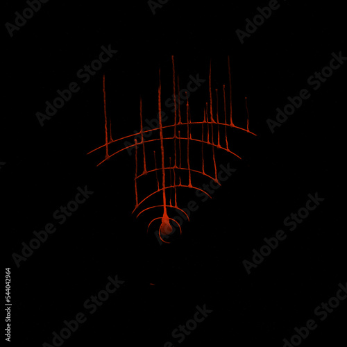 wifi emblem. signal level. Red on black. Watercolor