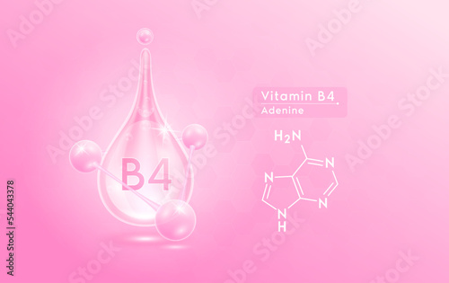 Serum skincare transparent water drops vitamin B4 pink and structure. Moisturizer collagen with molecule glittering and bubbles hyaluronic acid. For ad for beauty cosmetics. Realistic 3d vector.