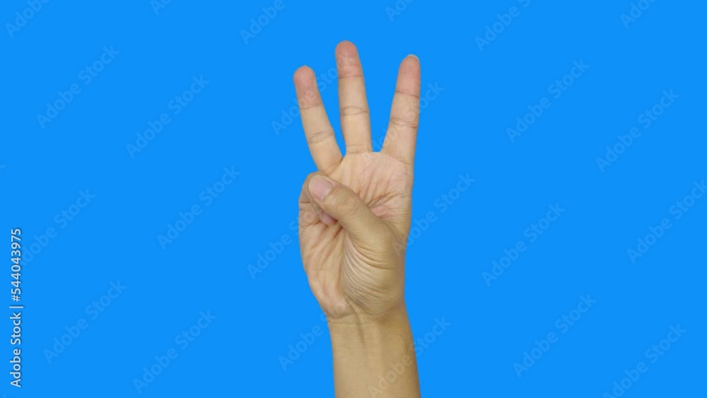 counting hand sign blue background with chroma key
counting hand sign blue background with chroma key