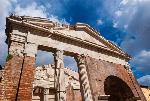 Porticus Octaviae ancient ruins at the entrance of the Jewish Ghetto in the historic center of Rome photo