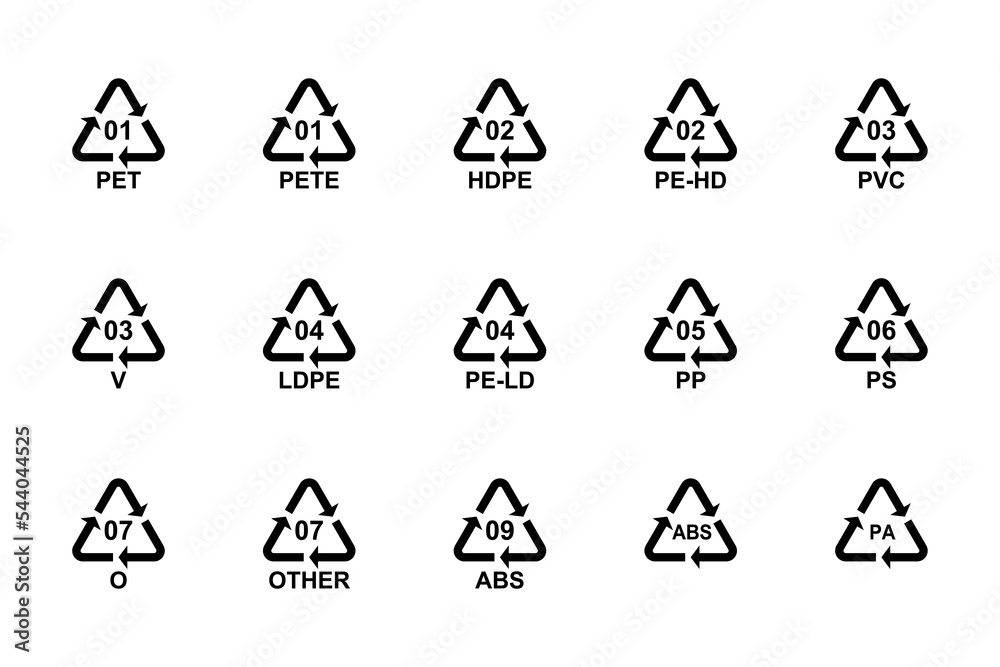 Plastic recycling codes, packaging symbol isolated PNG Stock ...