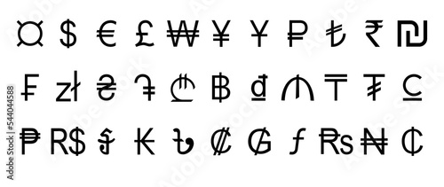 Obraz na plátně Currency signs set isolated PNG