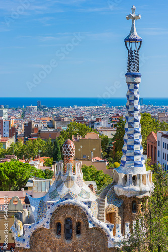 Porter`s lodge pavilion im Park Güell in Barcelona, Spanien