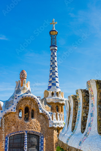 Porter`s lodge pavilion im Park Güell in Barcelona, Spanien