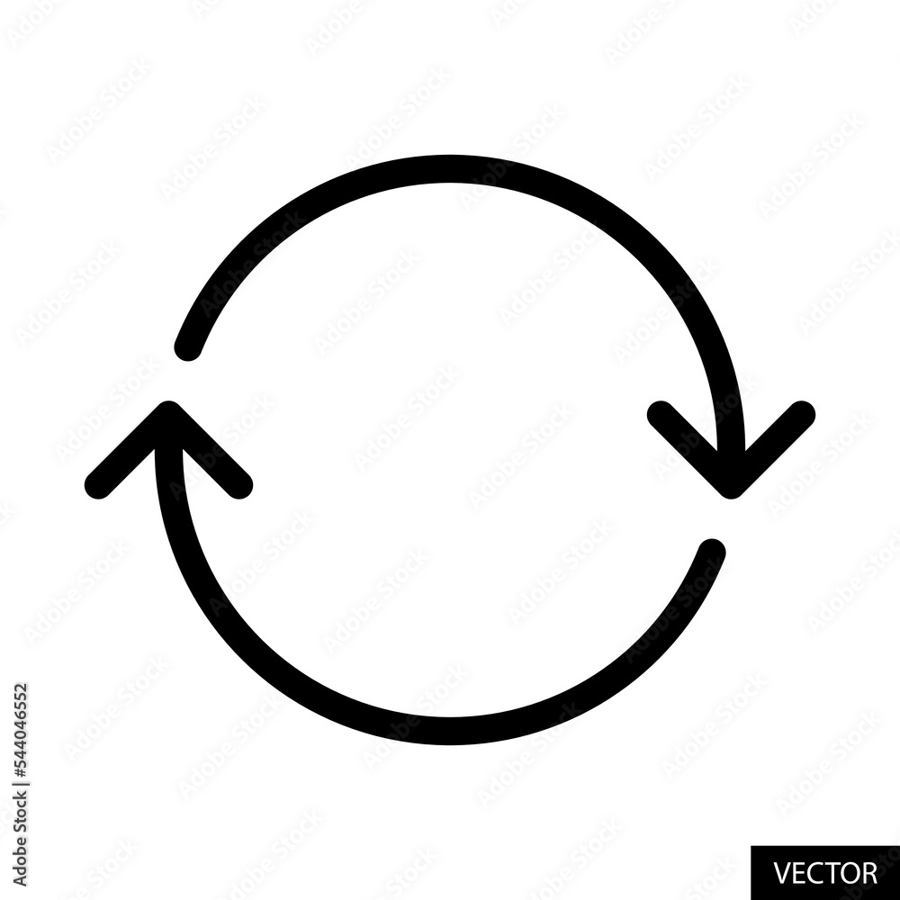 Refresh or Reload symbol vector icon in line style design for website design, app, UI, isolated on white background. Editable stroke. Vector illustration. Refresh or Reload symbol vector icon in line style design for website design, app, UI, isolated on white background. Editable stroke. Vector illustration.