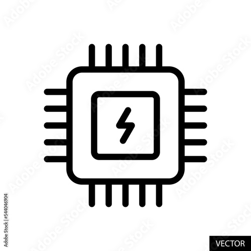 Processor or CPU vector icon in line style design for website design, app, UI, isolated on white background. Editable stroke. Vector illustration.
