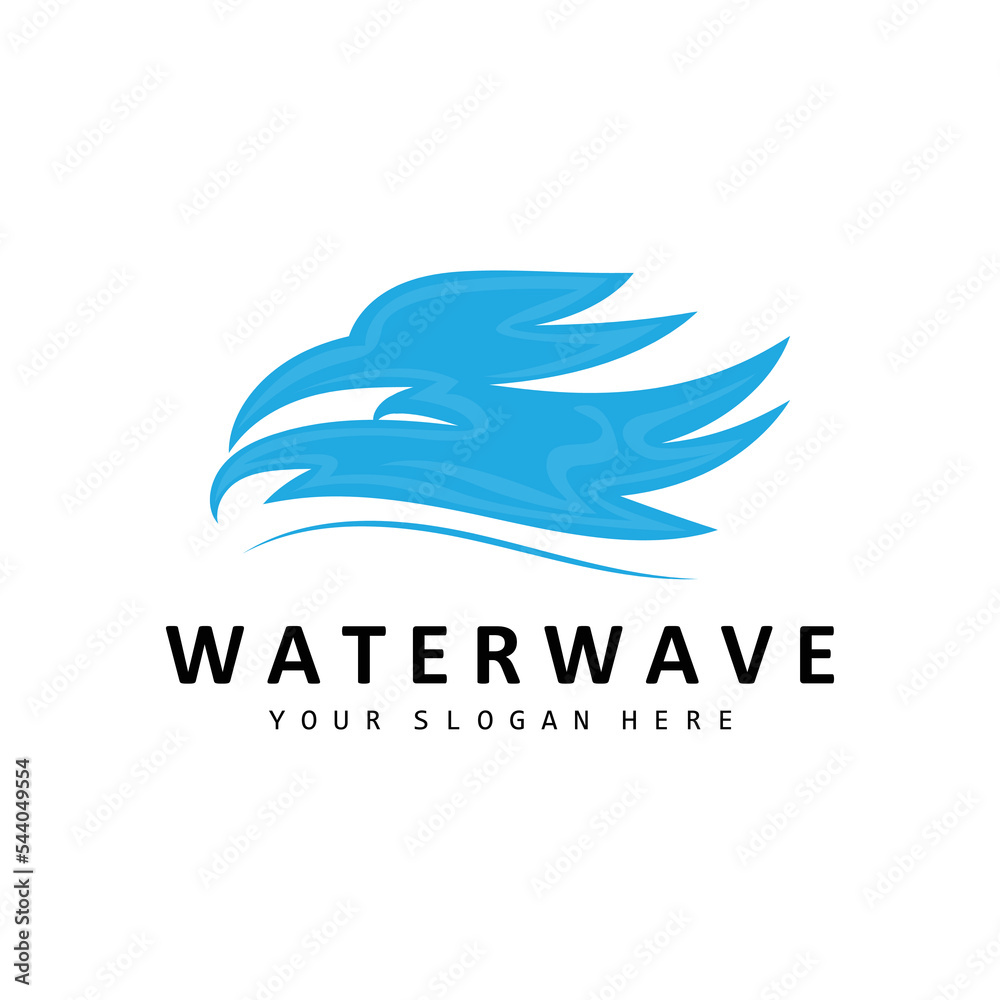 Water Wave Logo, Earth Element Vector, Water Wings Logo Design Style, Brand Icon, Sticker