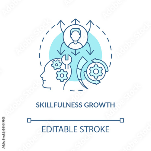 Skillfulness growth turquoise concept icon. Advantage of non formal education abstract idea thin line illustration. Isolated outline drawing. Editable stroke. Arial, Myriad Pro-Bold fonts used