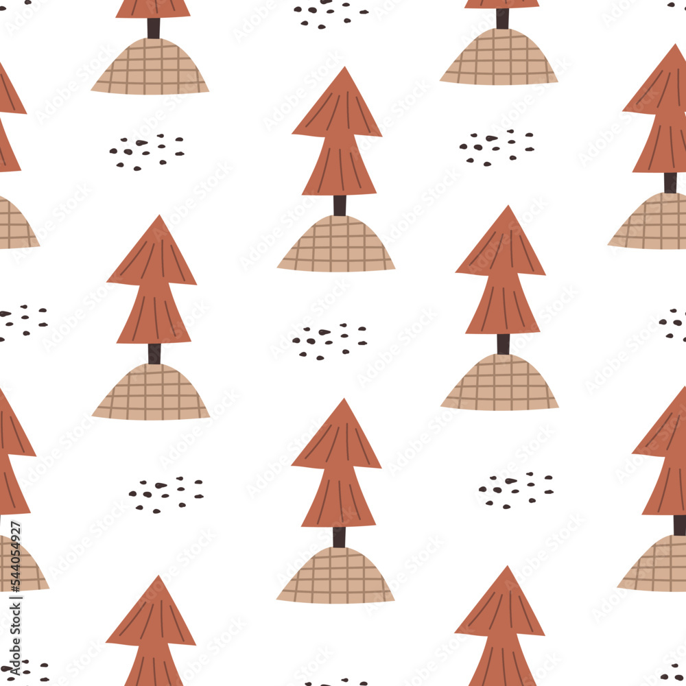 seamless pattern with cartoon trees. Forest, simple flat vector. hand drawing. design for fabric, print, wrapper seamless pattern with cartoon trees. Forest, simple flat vector. hand drawing. design for fabric, print, wrapper