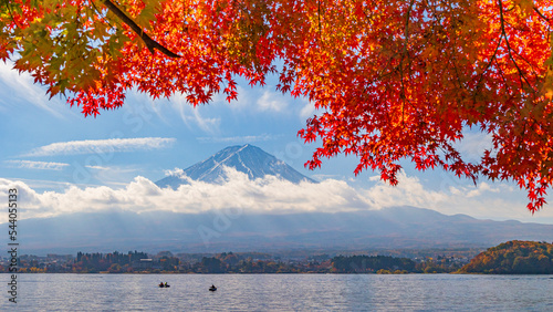 Mt.Fuji and autumn leaves / Japan / Yamanashi / Lake Kawaguchi