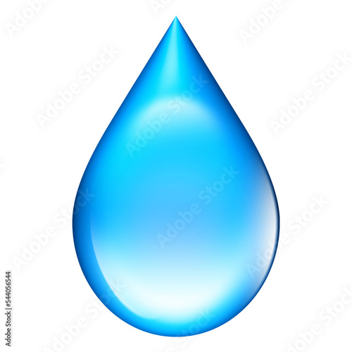 blue water drop on transparent background, 3d render