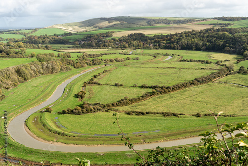 View of the Cuckmere river valley from High and Over viewpoint in Sussex