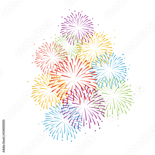 Vector rainbow color fireworks illustration