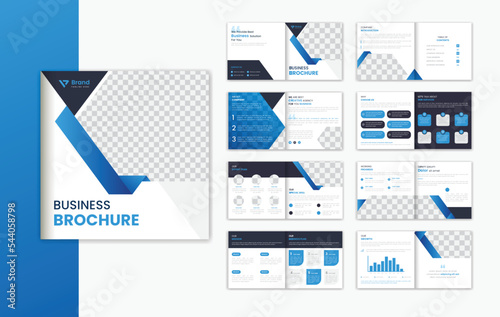 Corporate Square 16 page brochure design template, business brochure layout vector