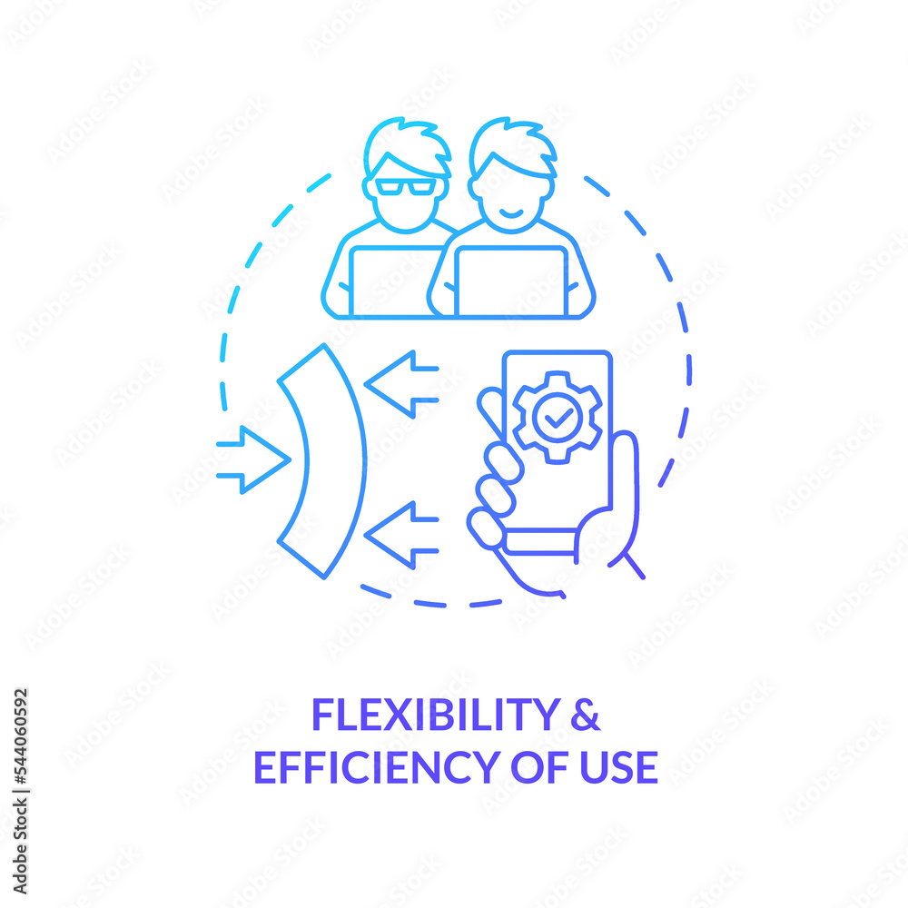 Flexibility and efficiency of use blue gradient concept icon. Usability heuristic. UX design fundamental abstract idea thin line illustration. Isolated outline drawing. Myriad Pro-Bold font used Flexibility and efficiency of use blue gradient concept icon. Usability heuristic. UX design fundamental abstract idea thin line illustration. Isolated outline drawing. Myriad Pro-Bold font used