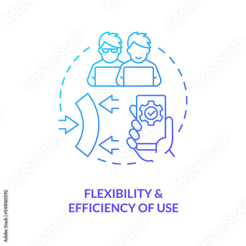 Flexibility and efficiency of use blue gradient concept icon. Usability heuristic. UX design fundamental abstract idea thin line illustration. Isolated outline drawing. Myriad Pro-Bold font used