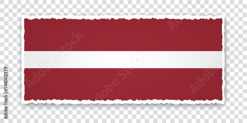 vector illustration of torn paper banner with flag of Latvia on transparent background