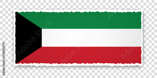 Free Download vector illustration of torn paper banner with flag of Kuwait on transparent background - GFXLoad
