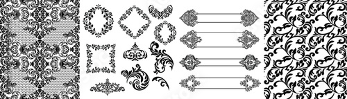 Oriental vector damask patterns for greeting cards and wedding invitations.