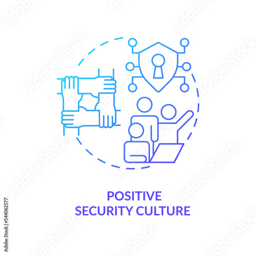 Positive security culture blue gradient concept icon. Help cyber victims. Cybersecurity education abstract idea thin line illustration. Isolated outline drawing. Myriad Pro-Bold font used