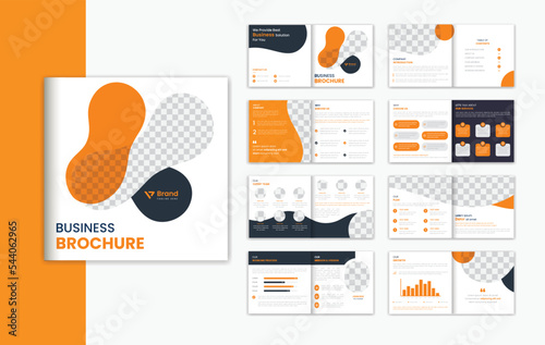 Corporate Square 16 page brochure design template, business brochure layout vector