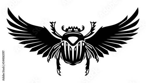 Dung beetle scarab icon on white background.	