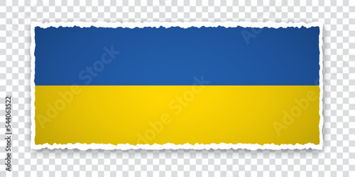vector illustration of torn paper banner with flag of Ukraine on transparent background