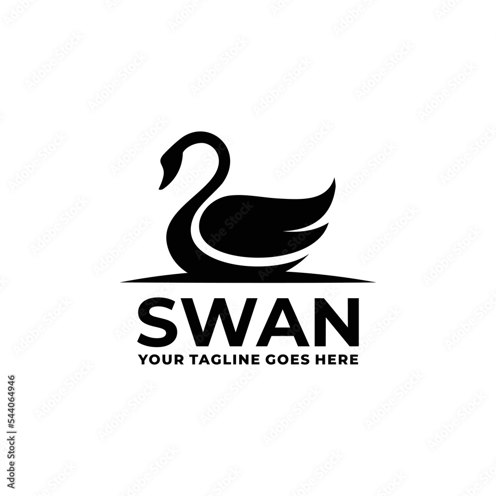 Swan simple flat logo design vector Swan simple flat logo design vector