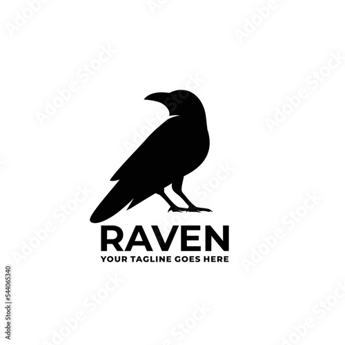 Raven simple flat logo design vector
