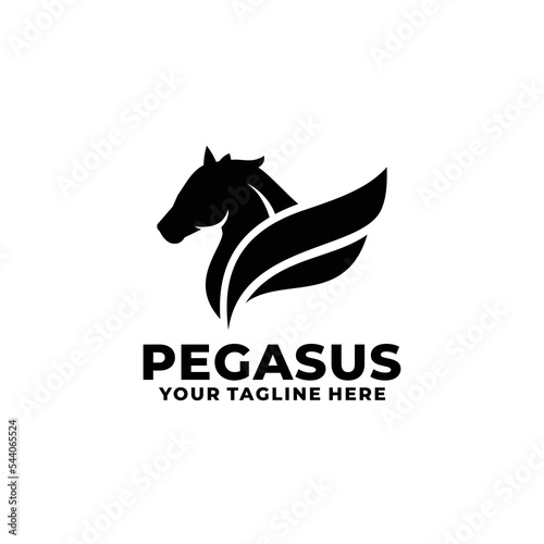 Pegasus simple flat logo design vector