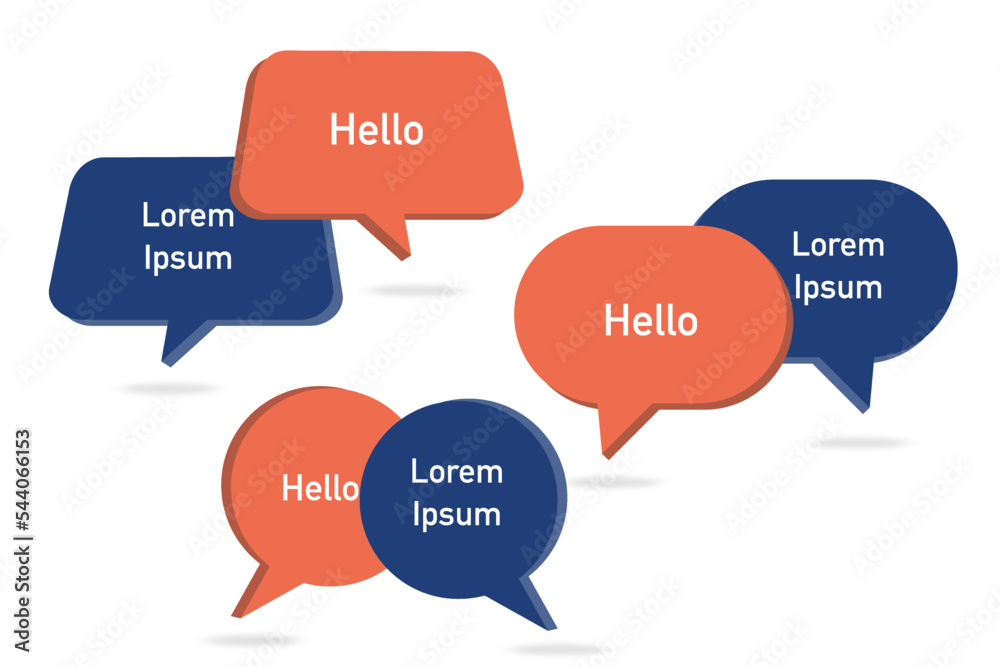 group of blank orange and blue speech bubble icon on white background group of blank orange and blue speech bubble icon on white background