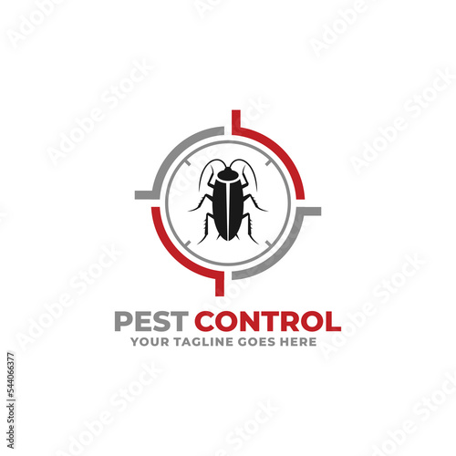 Pest control cockroach logo design vector