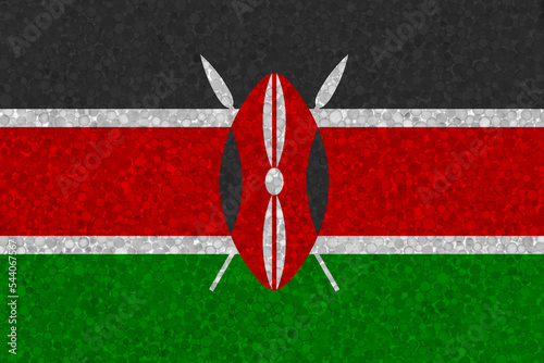 Flag of Kenya on styrofoam texture. national flag painted on the surface of plastic foam