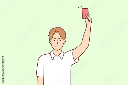 Angry male referee show red card