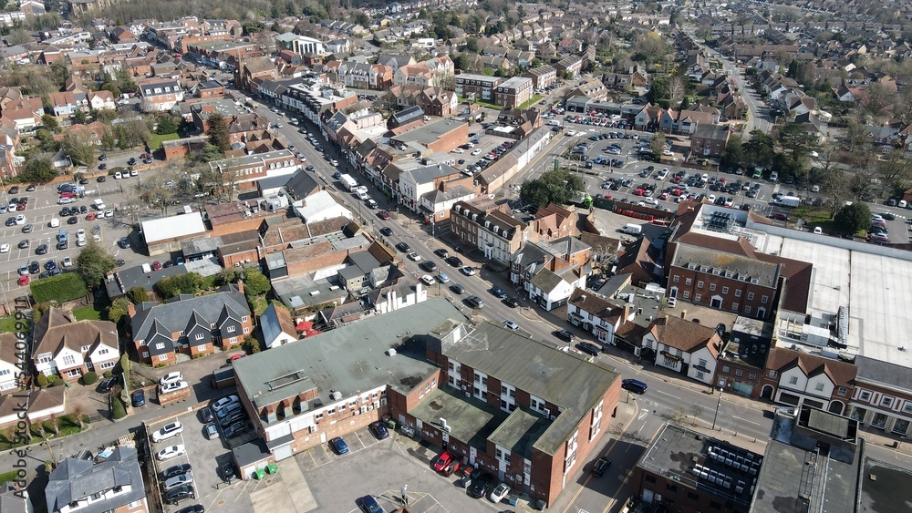 Billericay  Essex UK town centre High street done Aerial