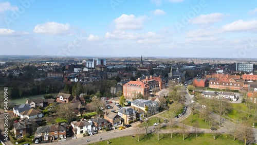 Photography Brentwood  Essex Uk Town centre drone Aerial  shops and houses