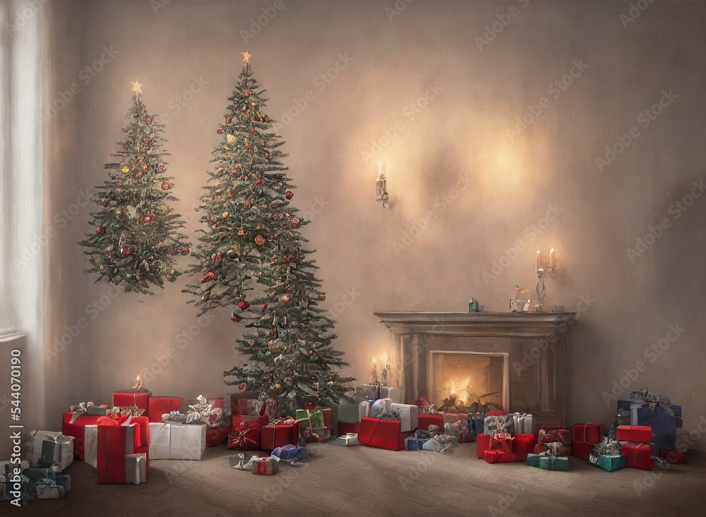 christmas living room and presents