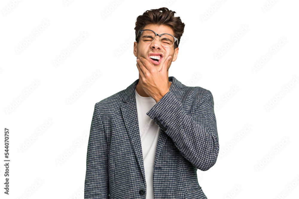 Young caucasian handsome man isolated having a strong teeth pain, molar ache. Young caucasian handsome man isolated having a strong teeth pain, molar ache.